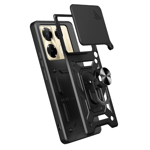 İnfinix Note 40 Pro Kılıf Magnetik Standlı Kamera Korumalı Zore Sürgülü Vega Kapak - 2