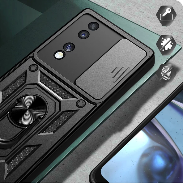 Honor 70 Kılıf Magnetik Standlı Kamera Korumalı Zore Sürgülü Vega Kapak - 5