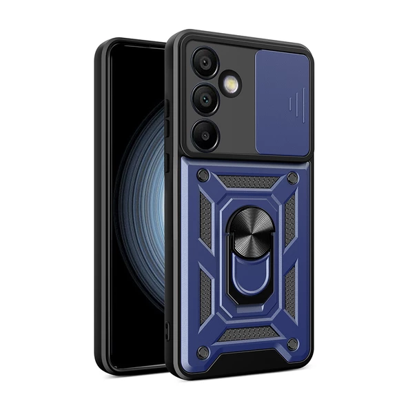 Galaxy S24 FE Kılıf Magnetik Standlı Kamera Korumalı Zore Sürgülü Vega Kapak - 9
