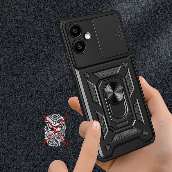 Galaxy A06 Kılıf Magnetik Standlı Kamera Korumalı Zore Sürgülü Vega Kapak - 6