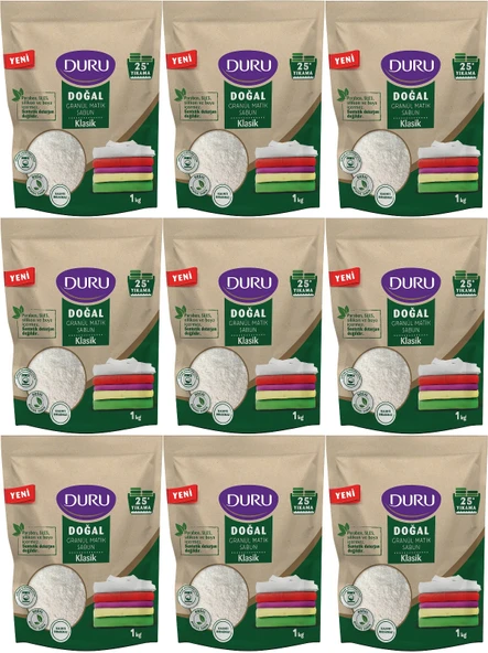 Duru Doğal Granül Matik Sabun Tozu Klasik 9KG (9PK*1) (225 Yıkama)