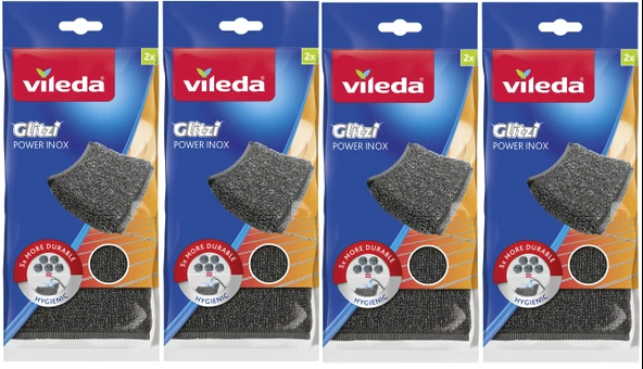 Vileda Power Inox Çelik Bulaşık Sünger (8 Li Set) (4PK*2)