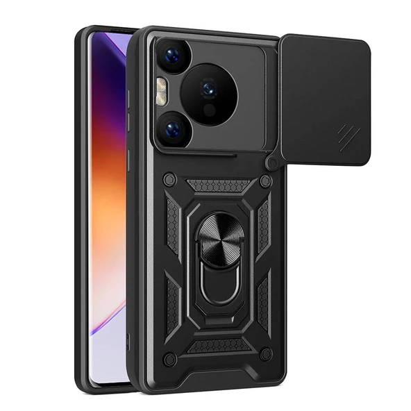 Huawei Pura 70 Pro 5G Kılıf Magnetik Standlı Kamera Korumalı Zore Sürgülü Vega Kapak - 2