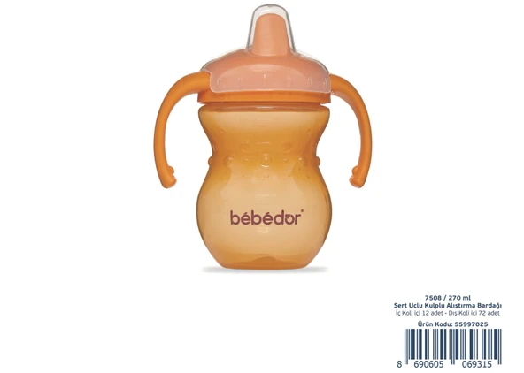 Bebedor Sert Uçlu Kulplu Alıştırma Bardağı 270ML (Kod:7508) - 2