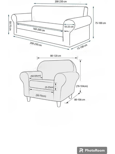 Upmall Streç Lastikli Esnek Yikanabilir Kare Desen Berjer Kotuk Örtüsü Takımı (3+3+1+1) Koltuk Kılıfı - 10