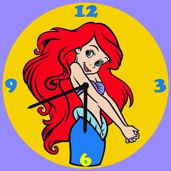 Disney Ariel Mermaid Duvar Saati Kum Boyama Seti-Red Castle S-0007 - 2