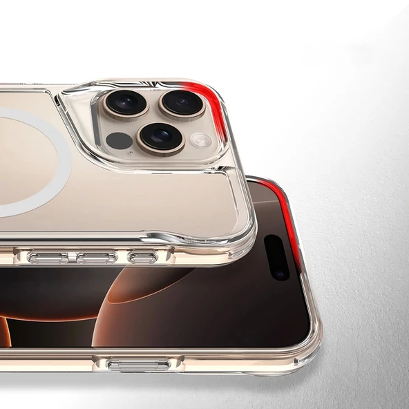 Apple iPhone 16 Pro Kılıf Magsafe Şarj Özellikli Redclick T-Max Standlı Kapak - Resim 8