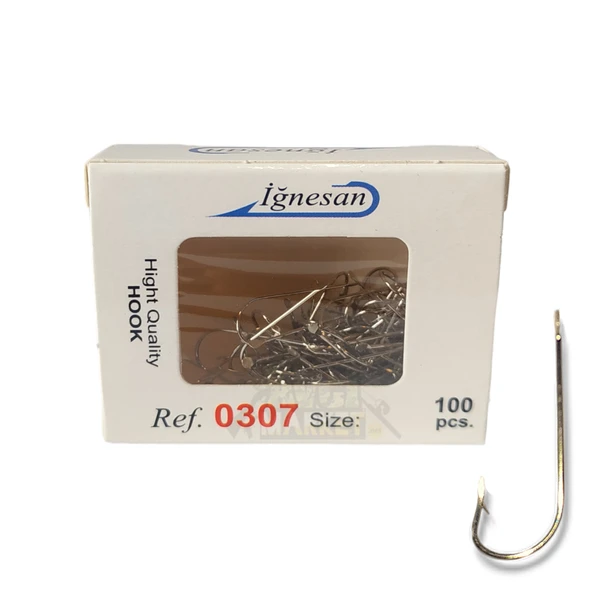 İğnesan 0307 Serisi Nikel Çapraz 100lü Paket Olta İğnesi ürün görseli 1