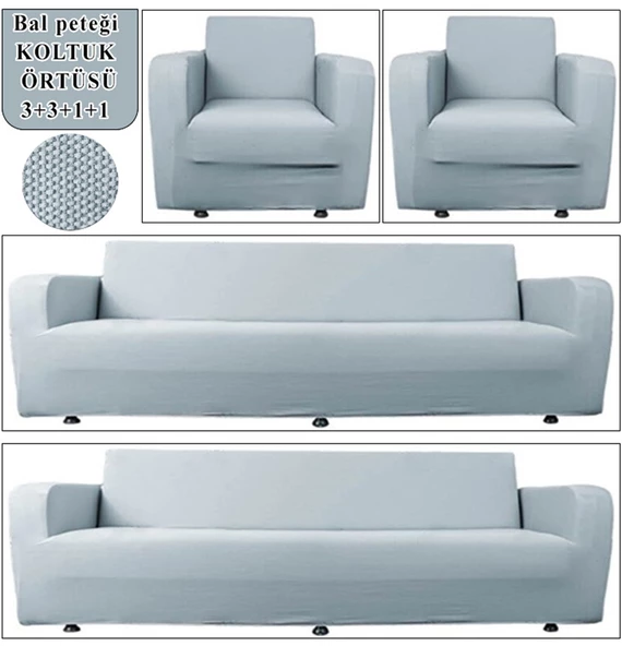 Upmall Balpeteği 3+3+1+1 Lastikli Kanepe Örtüsü Lastikli Koltuk Örtüsü Koltuk Kılıfı Takımı - Resim 2