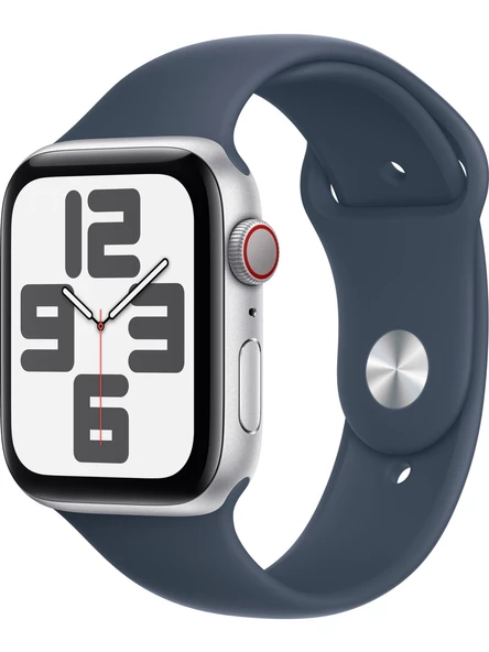 Apple Watch SE 2.Nesil (2023) GPS + Cellular 44mm Silver Aluminium Case with Storm Blue Sport Band - M/L - TEŞHİR