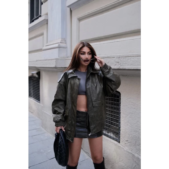 Suni Deri Pilot Ceket - 3