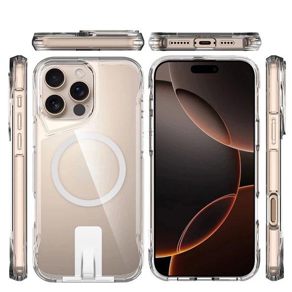 Apple iPhone 16 Pro Kılıf Magsafe Şarj Özellikli Redclick T-Max Standlı Kapak - Resim 10