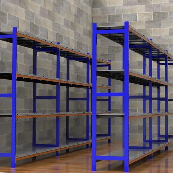 4 Katlı Depo Rafı - 300-350 Kg Taşıma Kapasiteli Hafif Rack Raf  50x150x250 cm - Resim 2