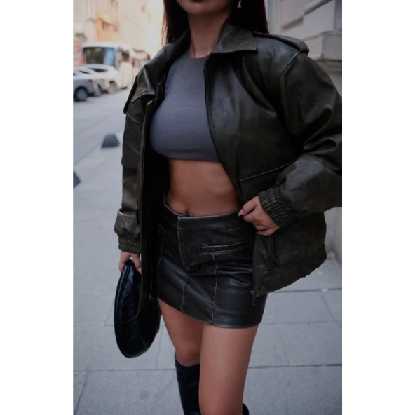 Suni Deri Pilot Ceket - 2