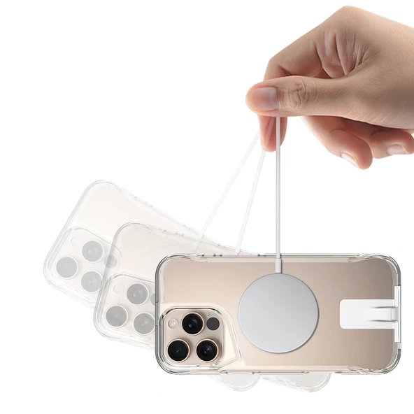 Apple iPhone 16 Pro Kılıf Magsafe Şarj Özellikli Redclick T-Max Standlı Kapak - Resim 5