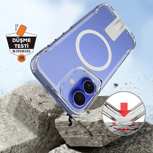 Apple iPhone 16 Kılıf Magsafe Şarj Özellikli Redclick T-Max Standlı Kapak - Resim 5
