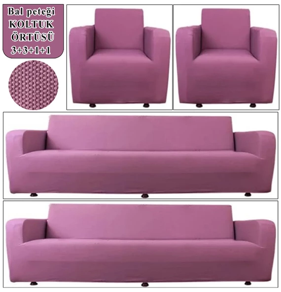 Upmall Balpeteği 3+3+1+1 Lastikli Kanepe Örtüsü Lastikli Koltuk Örtüsü Koltuk Kılıfı Takımı - Resim 6