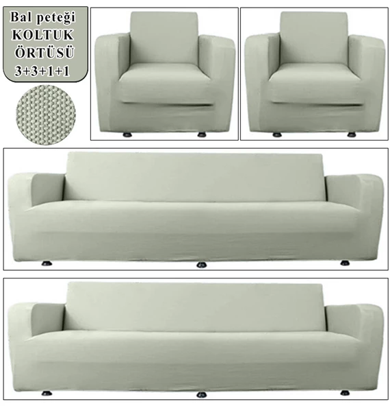 Upmall Balpeteği 3+3+1+1 Lastikli Kanepe Örtüsü Lastikli Koltuk Örtüsü Koltuk Kılıfı Takımı - Resim 8