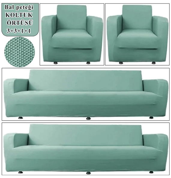 Upmall Balpeteği 3+3+1+1 Lastikli Kanepe Örtüsü Lastikli Koltuk Örtüsü Koltuk Kılıfı Takımı - Resim 5