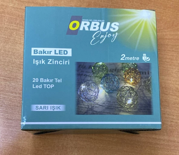 ORBUS 20 'Lİ METAL TOP LED 2mt SARI IŞIK USB'Lİ YILBAŞI SÜSÜ