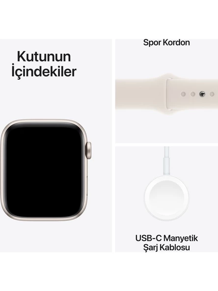 Apple Watch SE 2 2023 GPS 44mm Yıldız Işığı Alüminyum Kasa ve Spor Kordon Akıllı Saat - S/M - TEŞHİR - 3