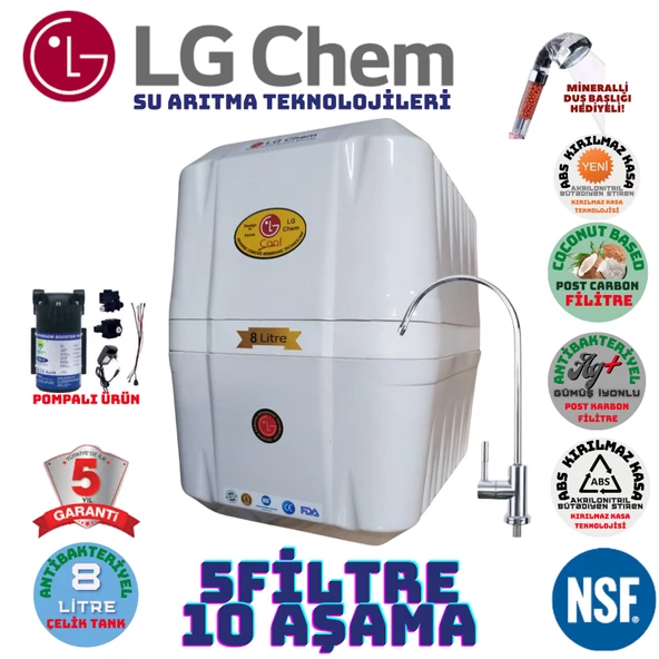 LG Chem COOL BEYAZ POMPALI 8 LİTRE 5 FİLTRE 10 AŞAMA SU ARITMA CİHAZI