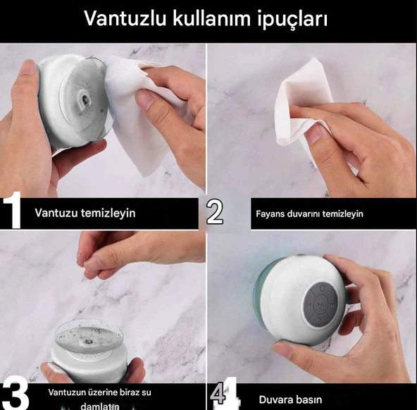 QASUL Eşsiz Dayanıklı Vantuzlu Duş Hoparlörü Oynatıcı Konforlu  Müzik Çalar Araba Dış Mekan, Havuz, Banyo - 5