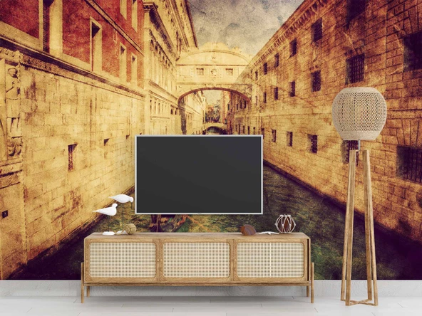 Eskitme Venedik Manzaralı Duvar Kağıdı - Resim 3