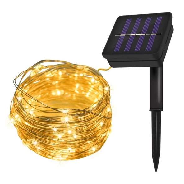 Monozone Solar 100 Led 12Metre Güneş Enerjili Bahçe Ev Parti Perde Süsü Aksesuarı Noel Yılbaşı Ağacı Işığı Ip65 ürün görseli