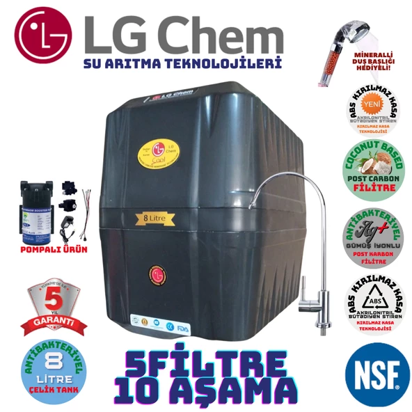 LG Chem COOL SİYAH POMPALI 8 LİTRE 5 FİLTRE 10 AŞAMA SU ARITMA CİHAZI - 1