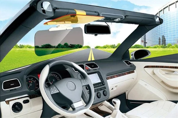 Monozone 2In1 araba evrensel anti-parlama anti-göz kamaştırıcı gündüz gece sürüş güneşlik görüş gözlüğü gece görüş ayna iç aksesuarları Vizör - 10