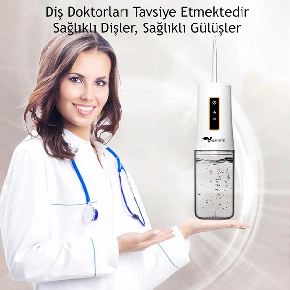 Valkyrie Şarj Edilebilir Taşınabilir Ağız Duşu Diş Protez Bakım 4 Başlıklı Sessiz Çalışma - 7