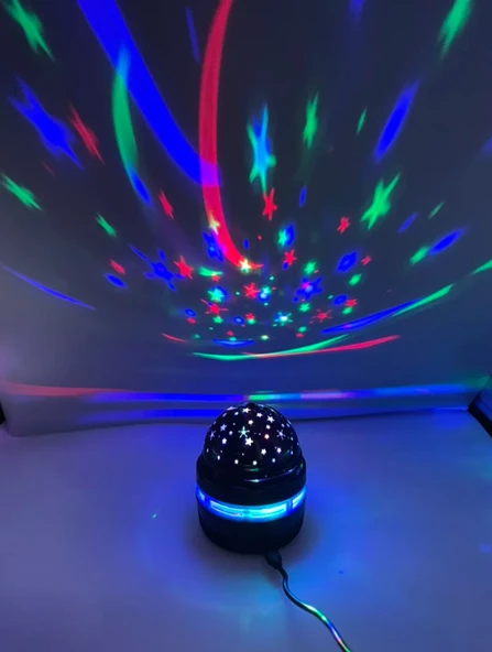 Gece Lambası Otomatik Dönen Disko Topu Işık Yıldızlı Gökyüzü Galaxy Projektör Led - 5
