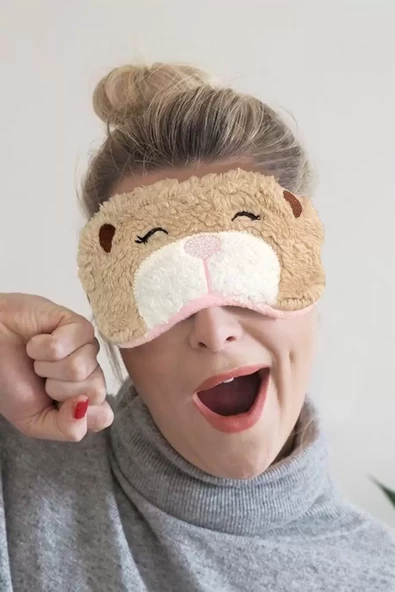 MARS BABY Peluş Kahverengi Köpek Göz Uyku Bandı - 3