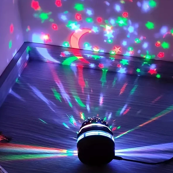 Gece Lambası Otomatik Dönen Disko Topu Işık Yıldızlı Gökyüzü Galaxy Projektör Led - 3