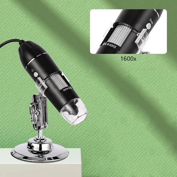 Monozone Dijital Mikroskop 1600x 2Mp Usb 8 Led Çok Amaçlı Tekstil Baskı Cilt Saç Biyolojik Analiz - 4