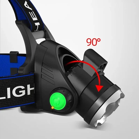Monozone Kafa Feneri Kamp Tepe Lambası Balıkçılık Çalışma Lambası WaterProof  Şarj Edilebilen Pil - 4