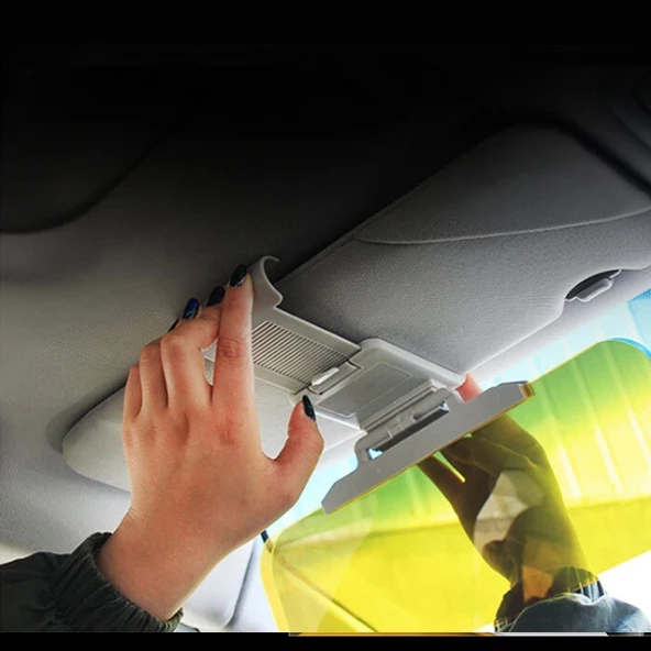 Monozone 2In1 araba evrensel anti-parlama anti-göz kamaştırıcı gündüz gece sürüş güneşlik görüş gözlüğü gece görüş ayna iç aksesuarları Vizör - 3