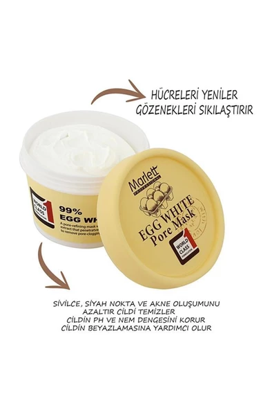 Marlett Egg White Pore Mask Sıkılaştırıcı Yumurta Akı Maskesi 100 gr - 2