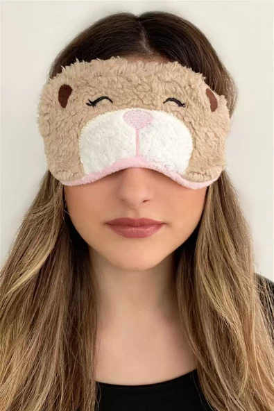 MARS BABY Peluş Kahverengi Köpek Göz Uyku Bandı - 2