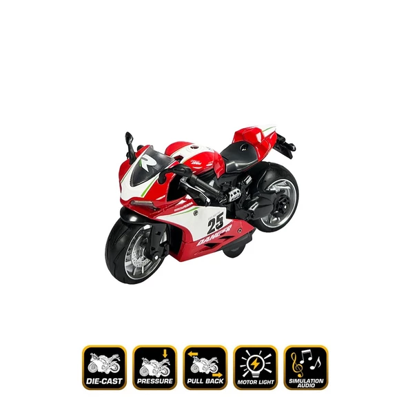 1:12 ölçek Metal Racing Motosiklet Sesli Işıklı - 3