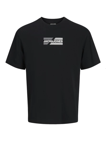 JACK JONES Yazı Baskılı Erkek Bisiklet Yaka Tişört 12268415