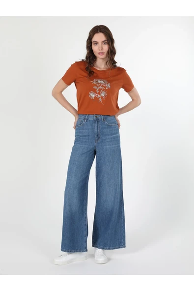 Colins 920 Elsa Yüksek Bel Normal Kesim Super Wide Leg Mavi Kadın Jean Pantolon Cl1060494