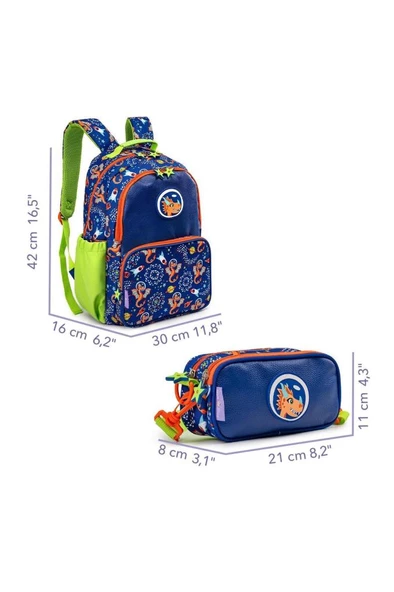 Milk&Moo Çocuk Sırt Çantası ve Bel Çantası Fonksiyonlu Kalem Kutusu Seti Ponix - 6