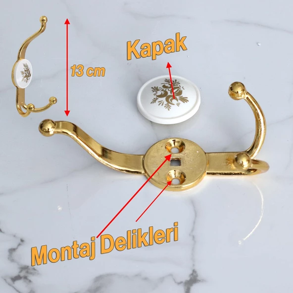 Portmanto Askı Dolap Askılık Askılığı Banyo Mutfak Askısı Duvar Kapı Elbise Vestiyer Gold 5 Adet - 4