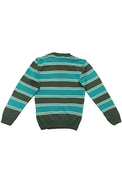 Lacoste Çocuk Bisiklet Yaka Çizgili Mavi Triko Kazak - 2