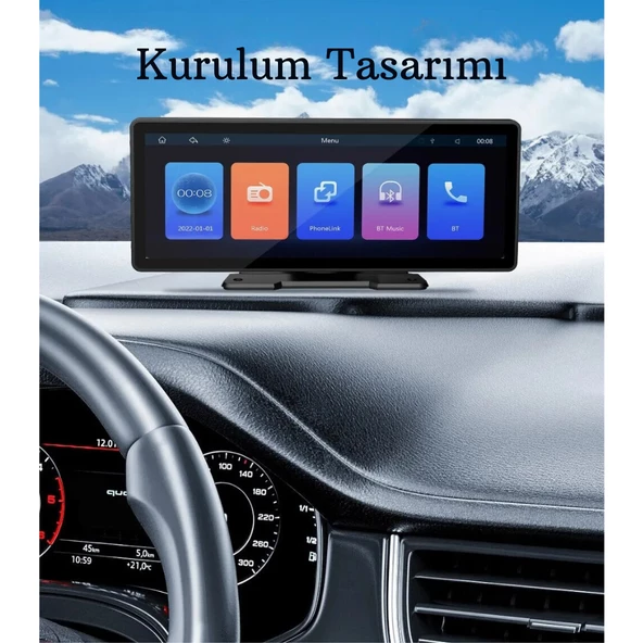 Monozone Tak Çalıştır Carplay Apple Android Auto Ekran Kablosuz Araç 10.2İnç Multimedya WIFI Video Harici Araç Araba Ekran Navigasyon 1026NCP - 3