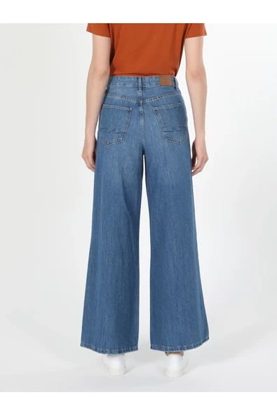 Colins 920 Elsa Yüksek Bel Normal Kesim Super Wide Leg Mavi Kadın Jean Pantolon Cl1060494 - 4