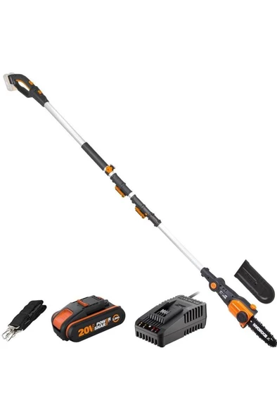 WORX WG349E 20Volt 2.0Ah Li-ion Tek Akülü 20CM Profesyonel Teleskobik Saplı Açı Ayarlı Zincirli Dal Budama