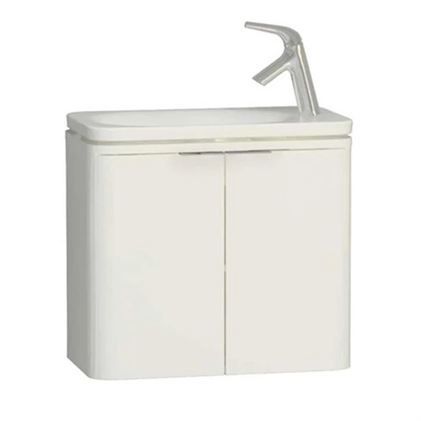 56415 Vitra Nest Trendy Dar Lavabo Dolabı, 60 cm, Parlak Beyaz (Lavabo Dahil)